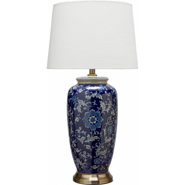 Bordlampe med inspiration fra kinesisk porcelæn - incl. skærm