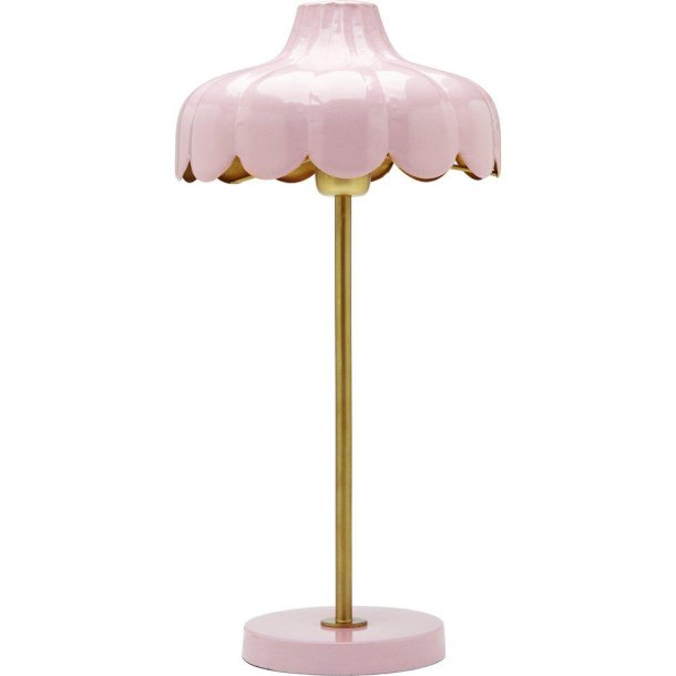 Hndlavet bordlampe - WELLS - blomsterfacon - rosa