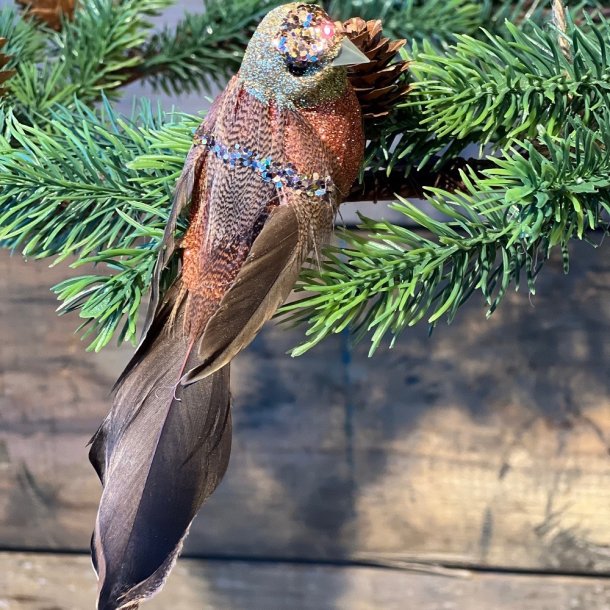 Fugl med fjer - henna - til smukke juledekorationer