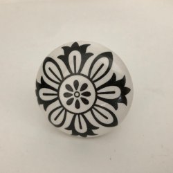Knop i porcelæn - sort mønster