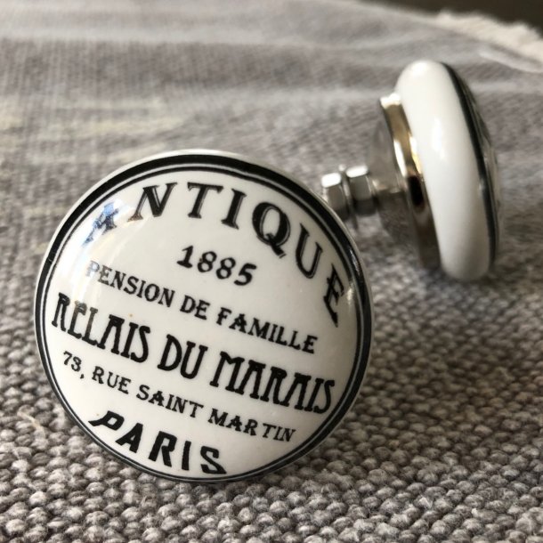 Knop med fin fransk reklametekst - Antique