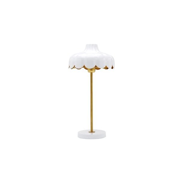 Håndlavet bordlampe - blomsterfacon - hvid