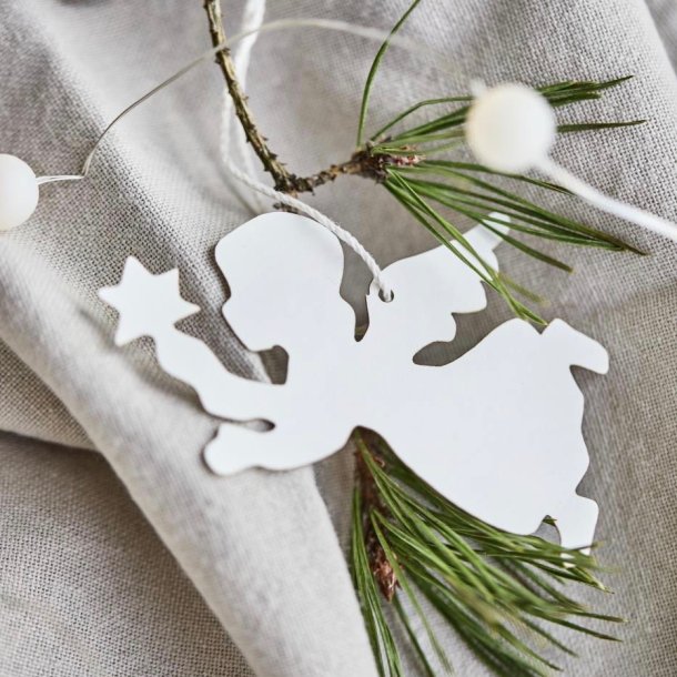 Juleklip i hvidt papir - juleengel med stjerne - julen 2023