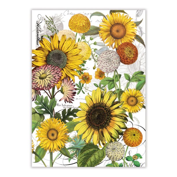 Smukt efterrs viskestykke med flot dekoration - Sunflowers